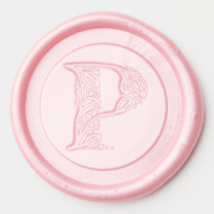 Botanical leaves P initial elegant monogram Wax Seal Sticker