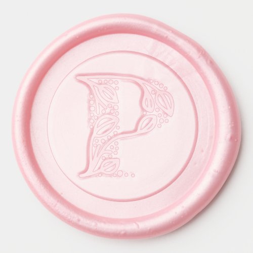 Botanical leaves P initial elegant monogram Wax Seal Sticker