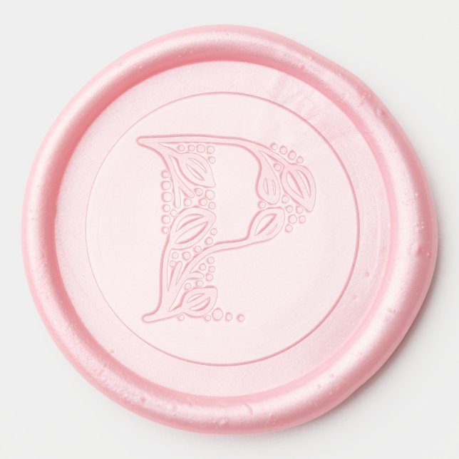 Botanical leaves P initial elegant monogram Wax Seal Sticker (Front)