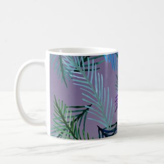 Botanical, Leaves  & Purple Mug
