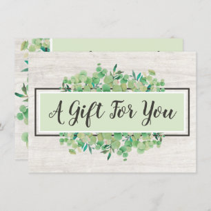 Botanical Leaves Rustic Wood Gift Certificate Card
