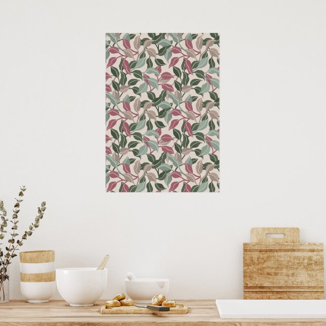 Botanical Leaves Sage Blush Neutral Wall Art (Kitchen)
