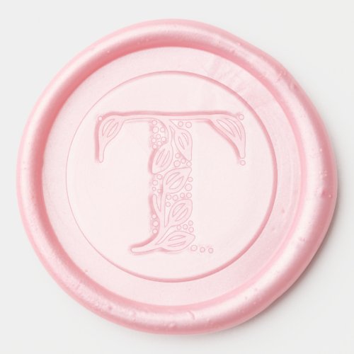 Botanical leaves T initial elegant monogram Wax Seal Sticker