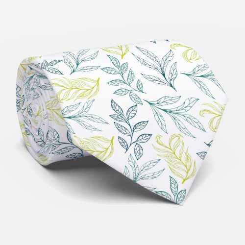 Botanical Leaves  Twiggy Branches Pattern Neck Tie