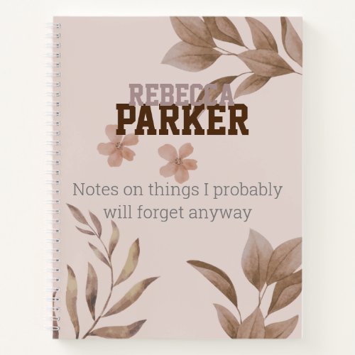 botanical leaves two colored name earth tones notebook