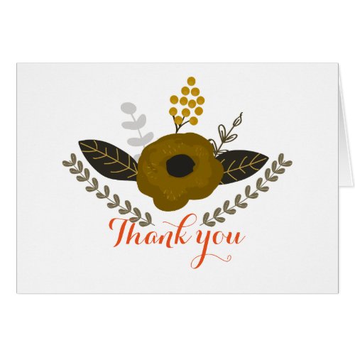 Botanical Leaves  Vintage Floral Thank You Card