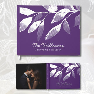 Botanical Leaves Violet Foil Guest Book Photo