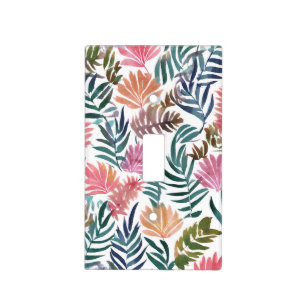 Botanical Leaves Watercolor Floral Colorful Leaf Light Switch Cover