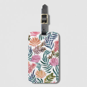 Botanical Leaves Watercolor Floral Colorful Leaf Luggage Tag