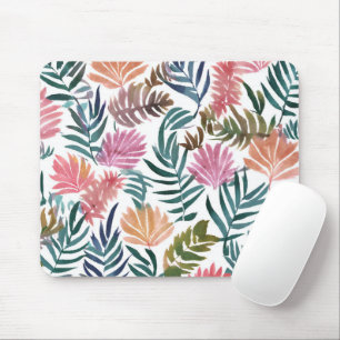 Botanical Leaves Watercolor   Floral Colorful Leaf Mouse Pad