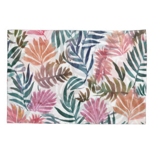 Botanical Leaves Watercolor Floral Colorful Leaf Pillow Case