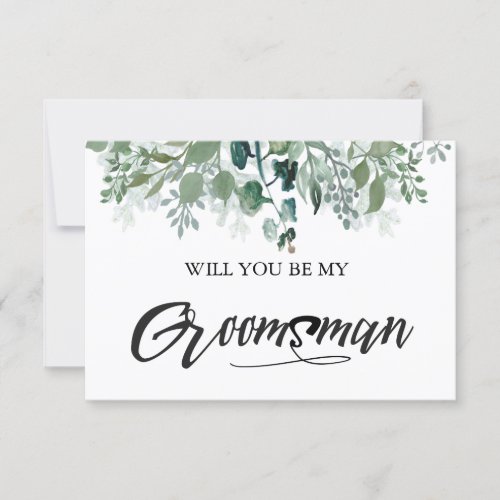 Botanical Leaves Will You Be My Groomsman Invitation