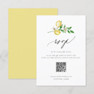 Botanical Lemon and Greenery Wedding QR Code RSVP Card