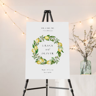 Botanical Lemon and Greenery Wreath Summer Wedding Foam Board