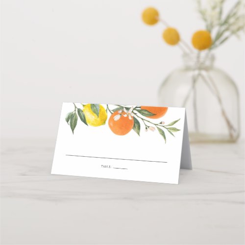 Botanical Lemon and Orange Garland Summer Wedding Place Card