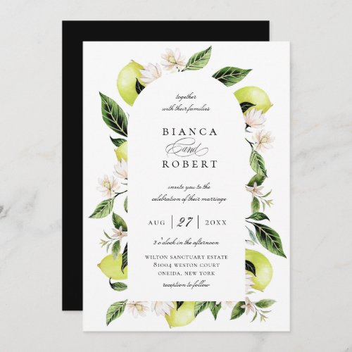 Botanical Lemon Arch Frame Wedding Invitation