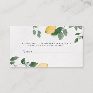 Botanical Lemon Baby Shower Diaper Raffle Enclosure Card