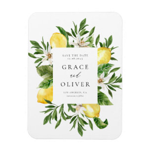 Botanical Lemon Blossoms Frame Save the Date Magnet