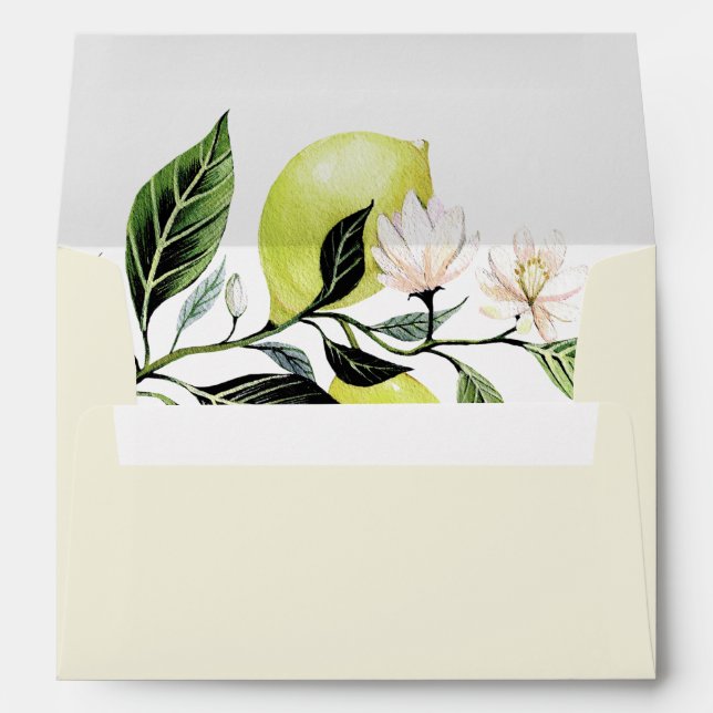 Botanical Lemon Cream Return Address Envelope (Back (Bottom))