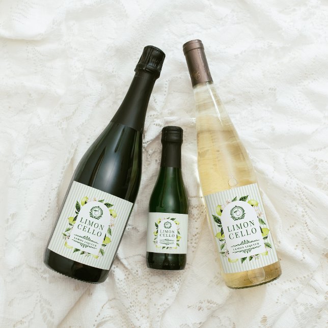 Botanical Lemon Frame Limoncello  Sparkling Wine Label (Creator Uploaded)
