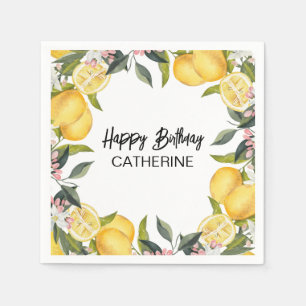 Botanical Lemon Garden Summer Birthday Napkins