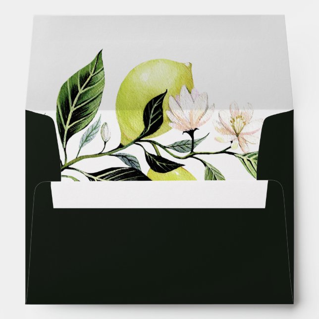 Botanical Lemon Green Return Address Envelope (Back (Bottom))