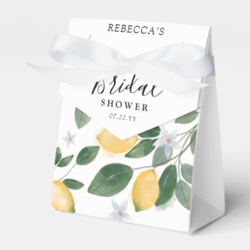 Botanical Lemon  Greenery Bridal Shower Favor Boxes