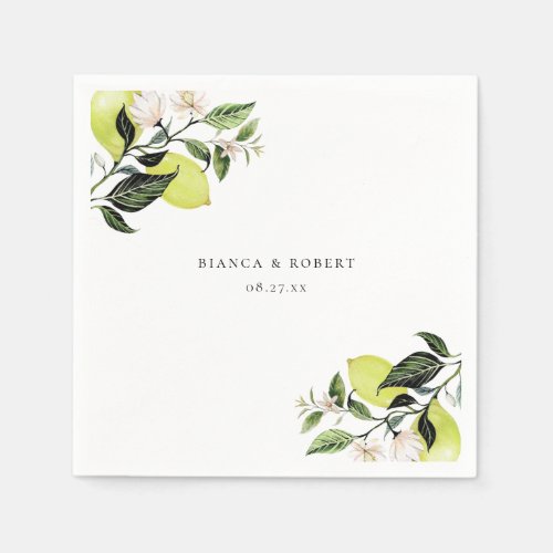 Botanical Lemon Wedding Napkins