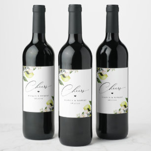 Botanical Lemon Wedding Wine Label