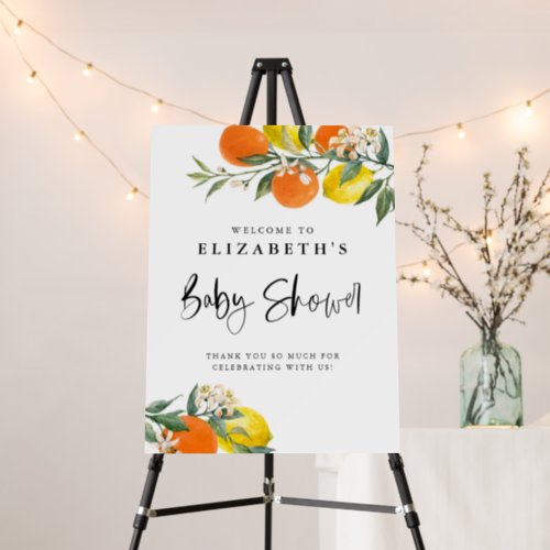 Botanical Lemons and Oranges Summer Baby Shower Foam Board