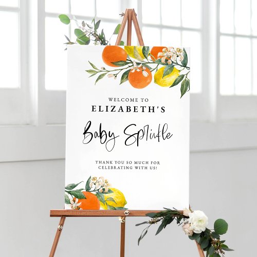 Botanical Lemons and Oranges Summer Baby Sprinkle Poster