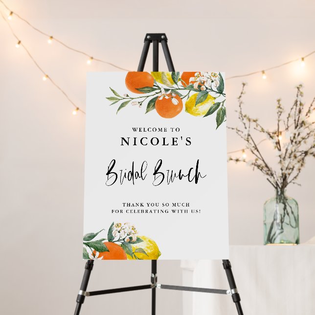 Botanical Lemons and Oranges Summer Bridal Brunch Foam Board (In Situ (Stand))