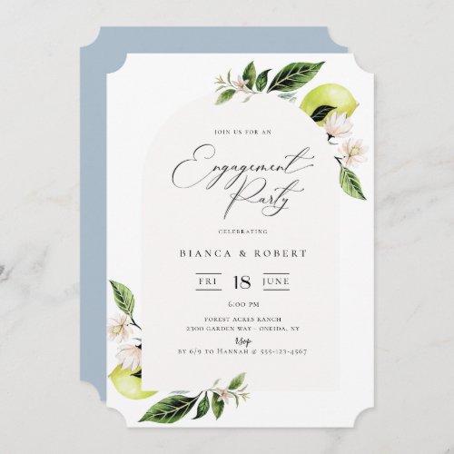 Botanical Lemons Arch Frame Engagement Party Invit Invitation