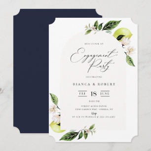 Botanical Lemons Arch Frame Engagement Party Invit Invitation