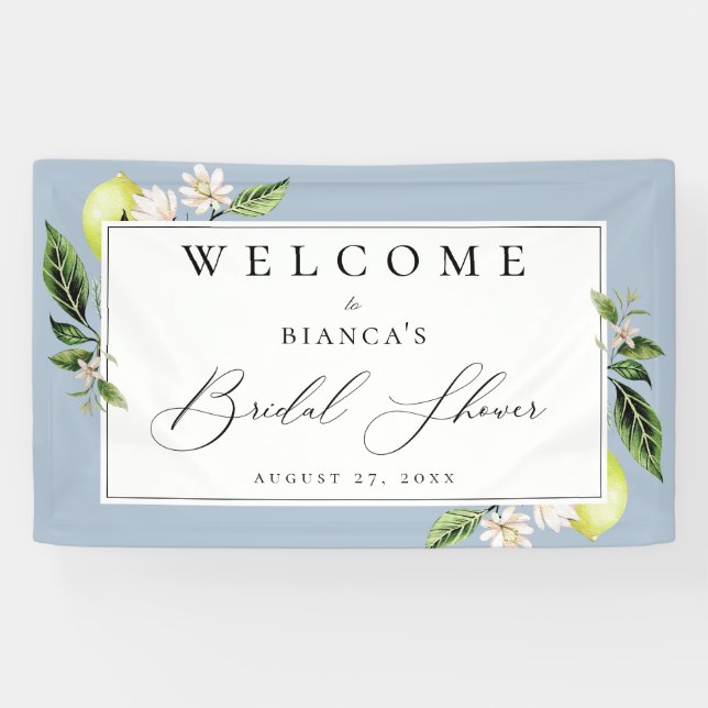 Botanical Lemons Bridal Shower Welcome Banner (Horizontal)
