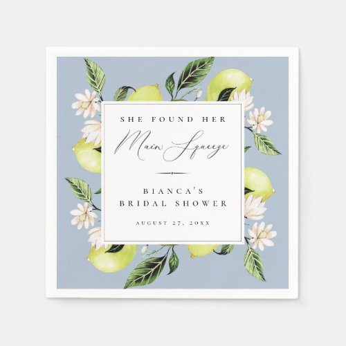 Botanical Lemons Main Squeeze Bridal Shower Napkin