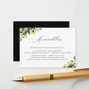 Botanical Lemons Wedding Accommodations Enclosure Card