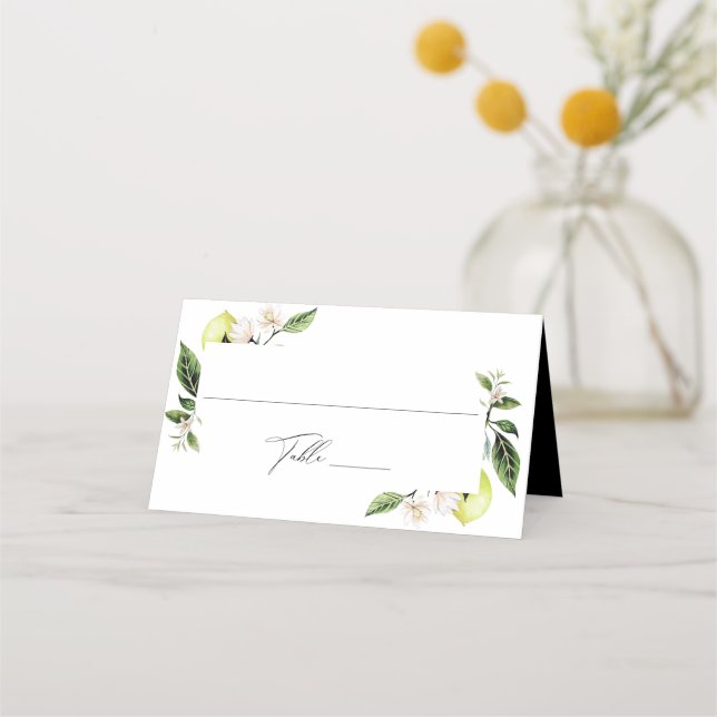 Botanical Lemons Wedding Place Card (Front)