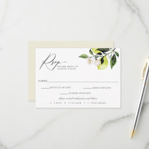 Botanical Lemons Wedding RSVP Meal Choice Card