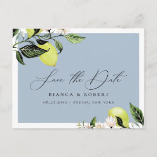 Botanical Lemons Wedding Save the Date Announcemen Announcement Postcard