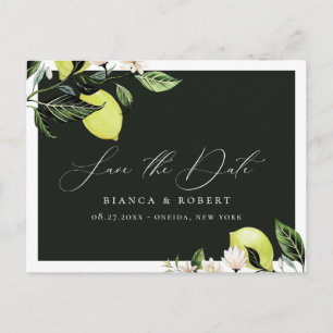 Botanical Lemons Wedding Save the Date Announcemen Announcement Postcard