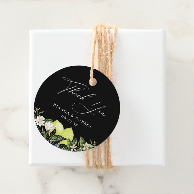 Botanical Lemons Wedding Thank You Favor Tags