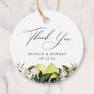 Botanical Lemons Wedding Thank You Favor Tags
