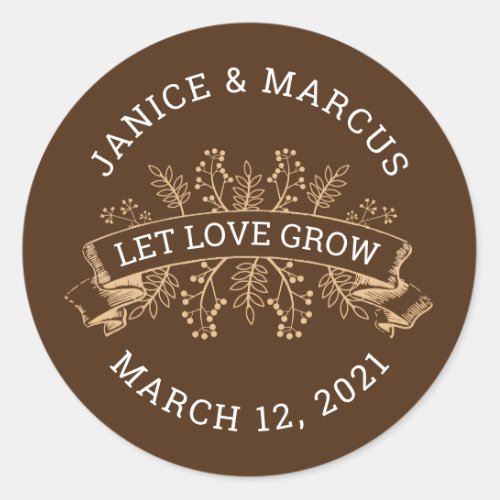 Botanical Let Love Grow Favor Stickers