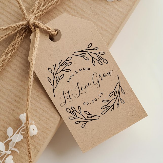 Botanical Let Love Grow Wedding Seed Favor Bag Self-inking Stamp (Creator Uploaded)