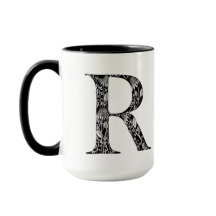 Botanical Letter R Mug, Art by Elizabeth Sampson
