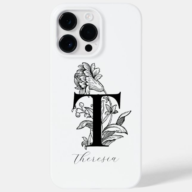 Botanical Letter T Monogram Name    Case-Mate iPhone Case (Back)