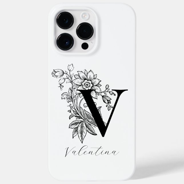 Botanical Letter V Monogram Name   Case-Mate iPhone Case (Back)