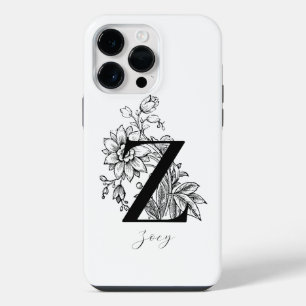 Botanical Letter Z Monogram Name iPhone 14 Pro Max Case