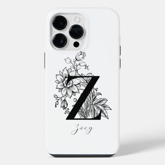 Botanical Letter Z Monogram Name     Iphone Case (Back)